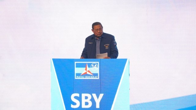 Ketua Umum Partai Demokrat, Susilo Bambang Yudhoyono di Rapimnas (foto: dok kumparan)