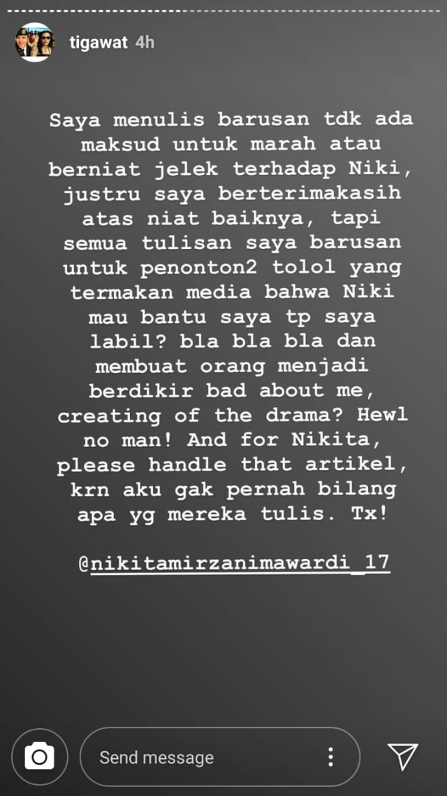 Curhatan Tiga Setia Gara di Instagram