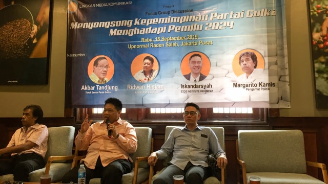 Diskusi Publik 'Menyongsong Kepemimpinan Partai Golkar Menghadapi Pemilu 2024' di Cikini, Jakarta Pusat, Rabu (18/9/2019). Foto: Darin Atiandina/kumparan