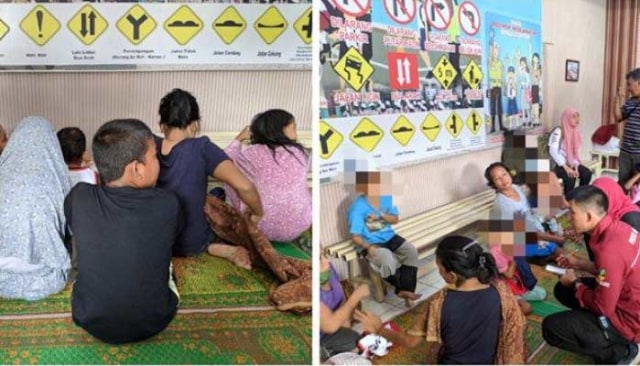anak-anak yang diduga dijadikan pengemis dan pengamen diamankan pelisi di medan. foto tribratanews.sumut.polri.go.id