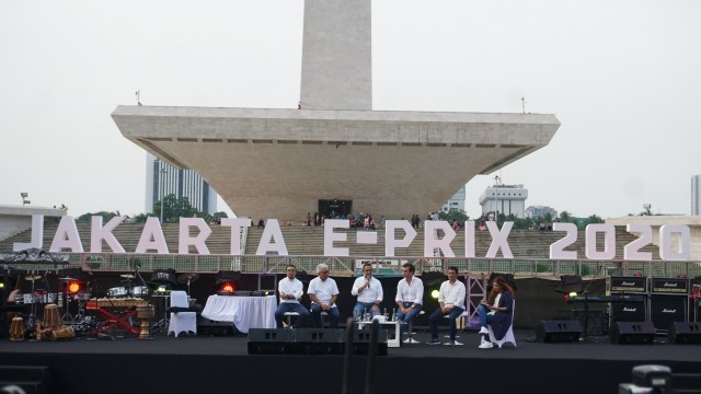 Konferensi pers Jakarta Formula E-Prix di Lapangan Monas, Jakarta, Jumat (20/9). Foto: Nugroho Sejati/kumparan