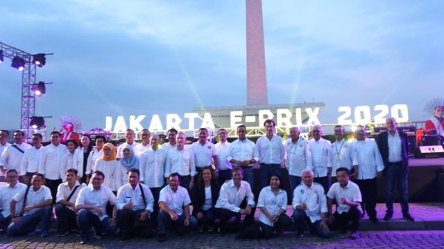Konferensi pers Jakarta Formula E-Prix di Lapangan Monas, Jakarta, Jumat (20/9). Foto: Nugroho Sejati/kumparan