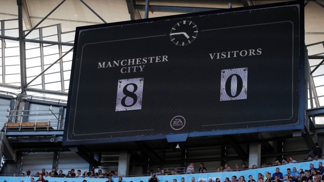 Manchester City menang 8-0 atas Watford. Foto: REUTERS/Phil Noble