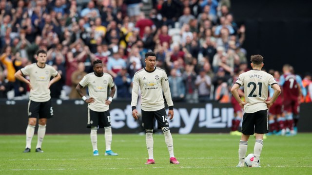 Manchester United telan kekalahan 0-2 dari West Ham United. Foto: REUTERS/David Klein