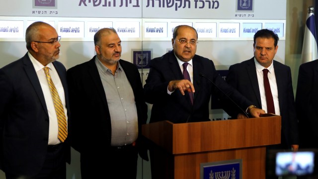 Koalisi Partai Arab di Israel, Joint List, merebut suara ketiga terbanyak dalam pemilu. Foto: AFP/MENAHEM KAHANA