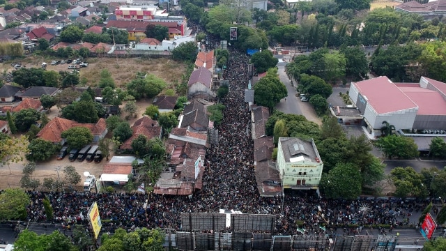 Foto udara lautan mahasiswa turun aksi Gejayan Memanggil di Sleman, Daerah Istimewa Yogyakarta. Foto: Dok. Istimewa