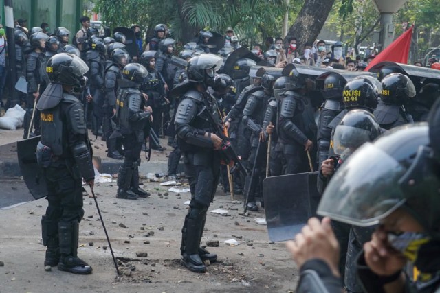 Polisi berjaga di Palmerah, Jakarta. Rabu (25/9/2019). Foto: Helmi Afandi Abdullah/kumparan