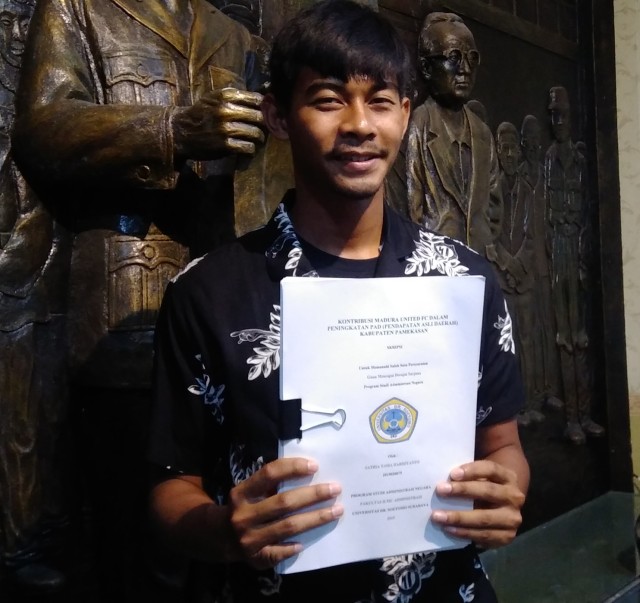 Satria Tama, Kiper Timnas U-23 siap diwisuda pada Sabtu 28 September 2019. Foto : Masruroh/Basra