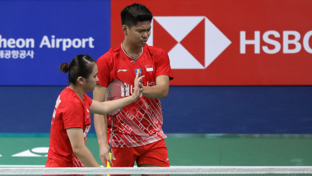 Aksi Praveen Jordan (kanan) di Korea Terbuka 2019. Foto: dok. PBSI