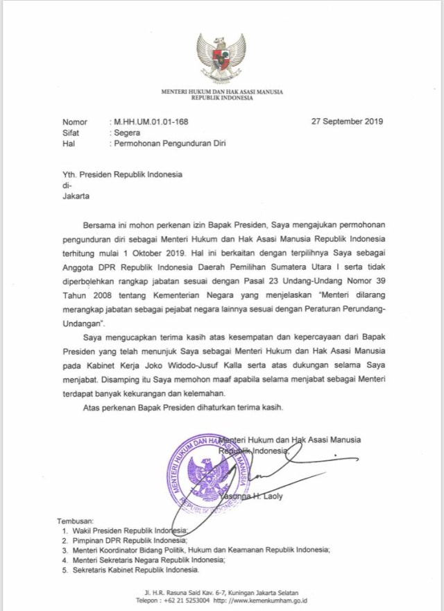 Bakal Dilantik Jadi Anggota DPR, Yasonna Mundur sebagai Menkumham (1758)