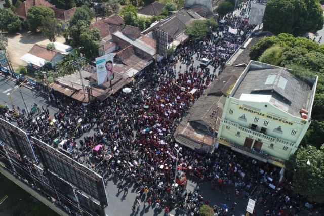 Foto udara aksi Gejayan Memanggil, Senin (30/9/2019).  Foto: Dok. Istimewa