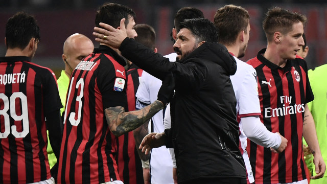 Milan menang, Gattuso senang. Foto: Marco BERTORELLO / AFP