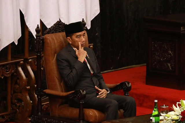 Presiden Jokowi saat menghadiri pelantikan anggota DPR di Kompleks Parlemen, Senayan, Jakarta Selasa (1/10/2019). Foto: Fanny Kusumawardhani/kumparan