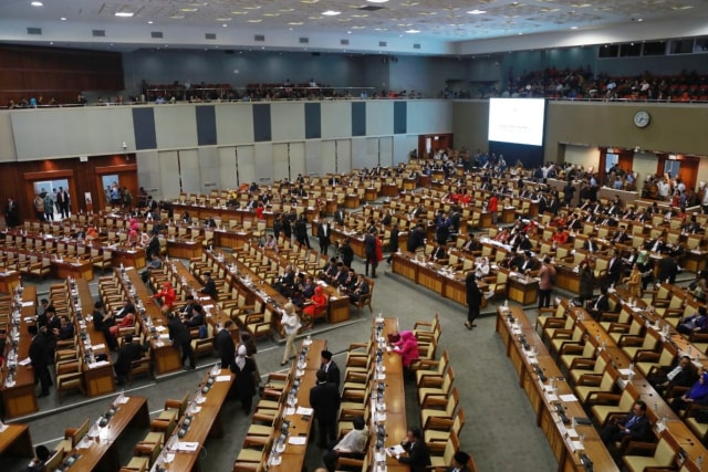 Suasana sidang paripurna ke-2 DPR RI masa persidangan 1 tahun sidang 2019-2020 di Ruang Rapat Paripurna, Jakarta, Selasa (1/10/2019). Foto: Fanny Kusumawardhani/kumparan