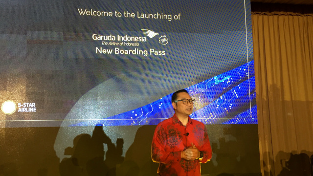 Direktur Utama Garuda Indonesia Ari Askhara di peluncuran boarding pass terbaru Garuda Indonesia, Rabu (2/1/2019). Foto: Gitario Vista Inasis/kumparan