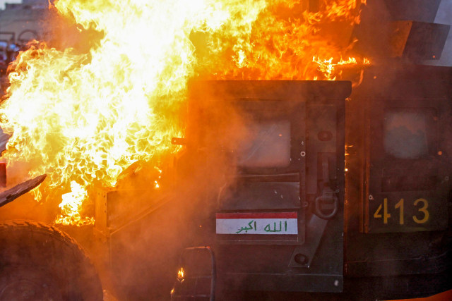 ilustrasi demo di Irak. Foto: AFP/AHMAD AL-RUBAYE