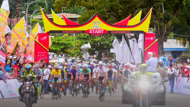 Tour de Singkarak 2018, Stage 2, Sawahlunto-Dharmasraya (Foto: Humas Pemprov Sumbar)