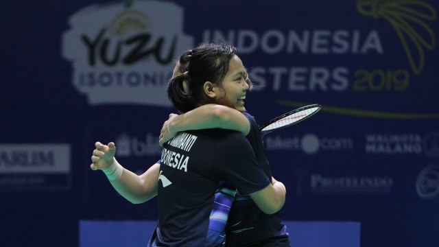 Pasangan ganda putri Indonesia, Siti Fadia Silva Ramadhanti/Ribka Sugiarto, di ajang Indonesia Masters 2019. Foto: dok. media PBSI