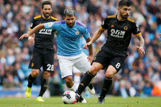 Manchester City melawan Wolverhampton Wanderers di Stadium Etihad, Manchester, Inggris