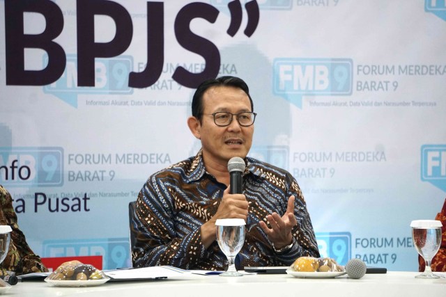 Direktur utama BPJS, Fahmi Idris saat diskusi FMB9 dengan tema "Tarif Iuran BPJS" di Gedung Serbaguna Kemkominfo, Jakarta.  Foto: Irfan Adi Saputra/kumparan 
