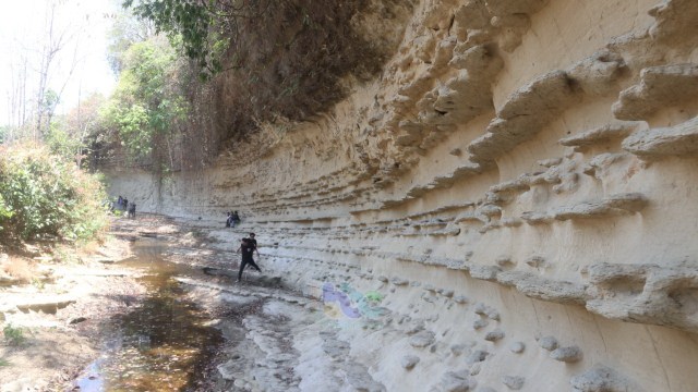 Keindahan potensi alam kelokan dinding Sungai Purba Kalinanas yang eksotis, di Desa Kalinanas Kecamatan Japah Kabupaten Blora.