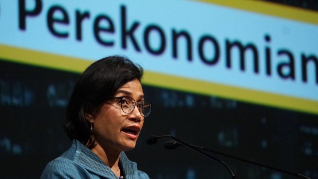 Menteri Keuangan Sri Mulyani memberikan paparan dalam acara diskusi publik "Dampak Tokopedia Terhadap Perekonomian Indonesia" di Jakarta, Kamis (10/10). Foto: Fanny Kusumawardhani/kumparan 