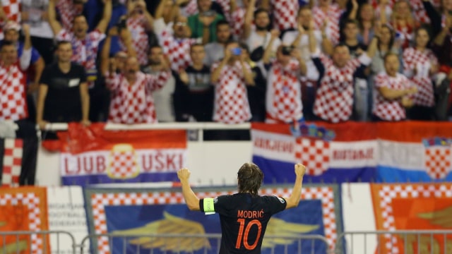 Selebrasi dari Luka Modric. Foto: Antonio Bronic/Reuters