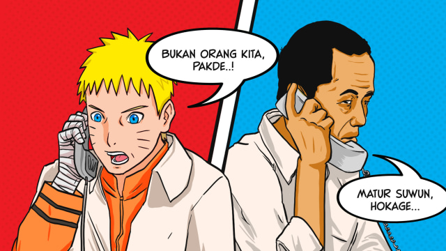 Ilustrasi Naruto dan Jokowi. Foto: Dok: Maulana Saputra/kumparan.