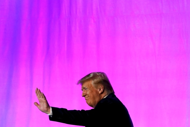Presiden AS Donald Trump berpidato di Washington, AS, Sabtu, (12/10/2019). Foto: REUTERS/Yuri Gripas