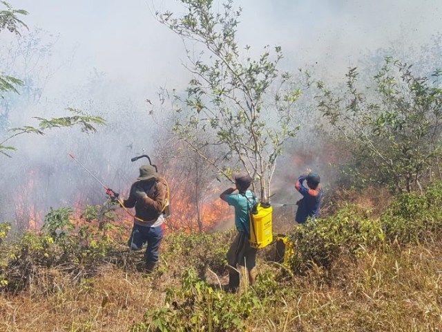 BERJIBAKU: Relawan berupaya memadamkan api dengan menggunakan spayer dari donatur. 