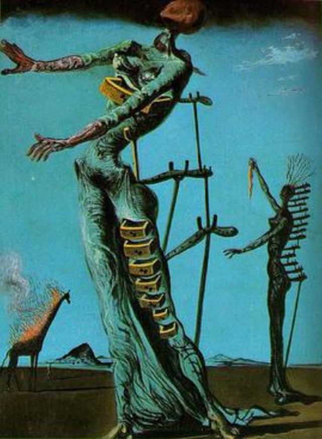 Lukisan Salvador Dali berjudul Burning Giraffe. Foto: Wikipedia