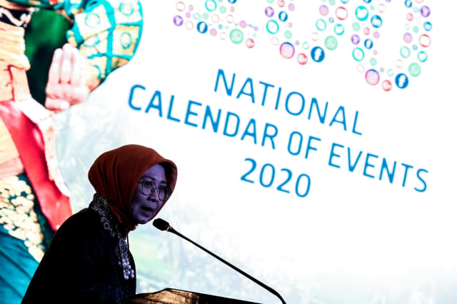 Staf Ahli Menteri Pariwisata dan Kebudayaan RI Bidang Multi Kultural, Dra Esthy Reko Astuti, membuka acara 100 NCoE 2020 di Gedung Sapta Pesona, Jakarta. Foto: Dok. Kemenpar