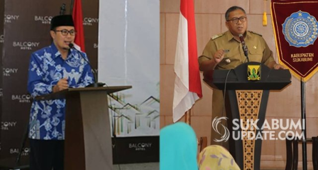 Wali Kota Sukabumi Achmad Fahmi (kiri), Bupati Sukabumi Marwan Hamami (kanan). | Sumber Foto:Istimewa.