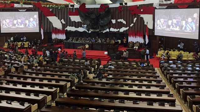 Suasana gladi kotor pelantikan Jokowi-Ma'ruf di Ruang Paripurna MPR, Jakarta, Jumat (18/10/2019). Foto: Rafyq Panjaitan/kumparan