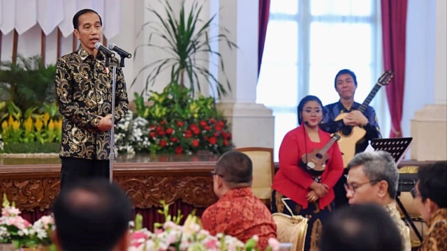Presiden Jokowi dalam acara silaturahmi kabinet kerja di Istana Negara, Jakarta, Jumat (18/10/2019). Foto: Dok. Lukas - Biro Pers Sekretariat Presiden