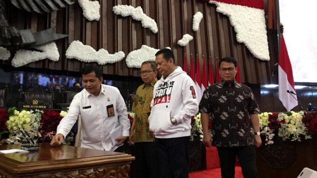 MPR menggelar gladi bersih pelantikan Presiden dan Wakil Presiden terpilih Jokowi dan Ma'ruf Amin, Sabtu (19/10/2019). Foto: Paulina Herasmaranindar/kumparan