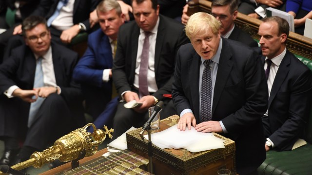 PM Inggris Boris Johnson dalam debat Brexit di parlemen.