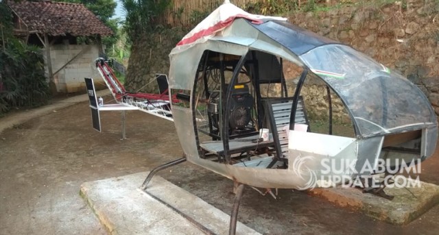 Helikopter Gardes JN 77 yang dibuat Jujun Junaedi, warga Kampung Cibubuay RT 03/ 01, Desa Darmareja, Kecamatan Nagrak, Kabupaten Sukabumi. | Sumber Foto:CRP 4.