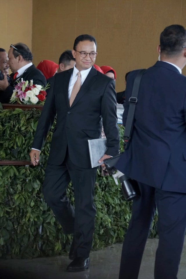 Gubernur DKI Jakarta Anies Baswedan saat menghadiri pelantikan Presiden dan Wakil Presiden di Gedung DPR-MPR, Minggu (20/10/2019). Foto: Iqbal Firdaus/kumparan