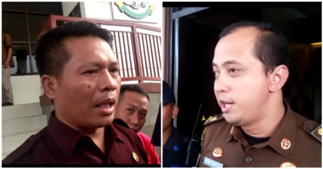 Kolase Nur Khosim, kuasa hukum eks Kades Bulusari; dan Denny Syahputra, Kasi Pidsus Kejari Kabupaten Pasuruan.