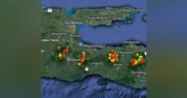 Ada 328 Titik Api Terdeteksi di Jatim,Termasuk 4 Kecamatan di Pasuruan