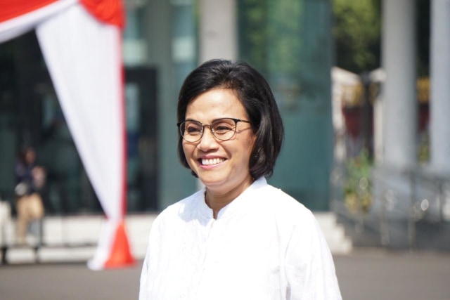 Sri Mulyani saat tiba di Kompleks Istana Kepresidenan, Selasa (22/10/2019). Foto: Kevin S. Kurnianto/kumparan