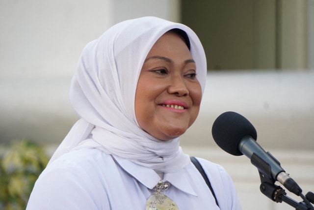 Ida Fauziah memberikan keterangan pers di Kompleks Kepresidenan, Jakarta.  Foto: Kevin S. Kurnianto/kumparan 