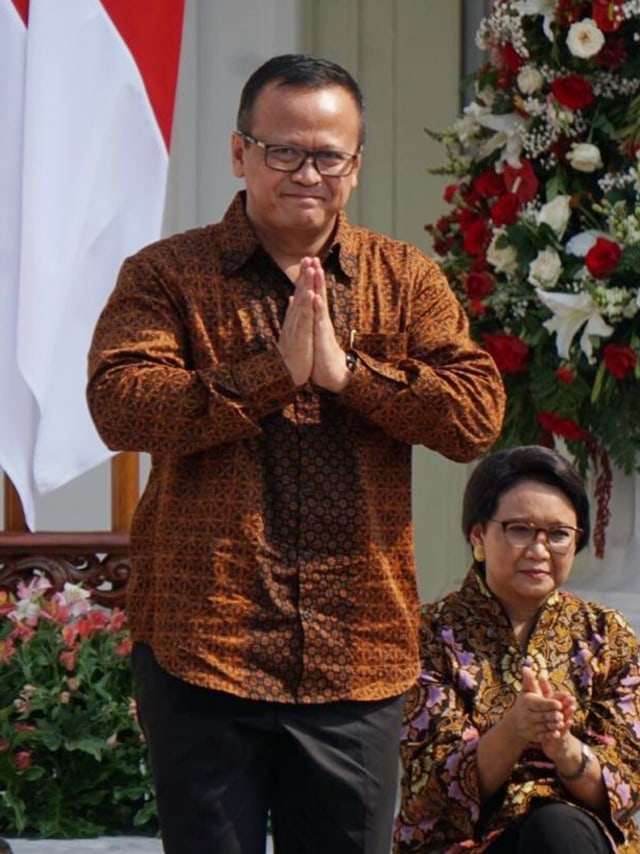 Menteri Kelautan dan Perikanan, Edhy Prabowo saat perkenalan Menteri Kabinet Indonesia Maju di Istana Kepresidenan, Jakarta.  Foto:  Kevin S. Kurnianto/kumparan 