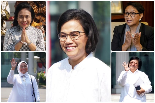 5 menteri perempuan di Kabinet Indonesia Maju Foto: Kumparan dan Antara