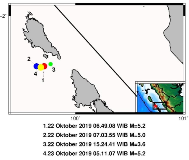 Gempa tektonik kembali Guncang Mentawai.  Foto: Dok. Daryono