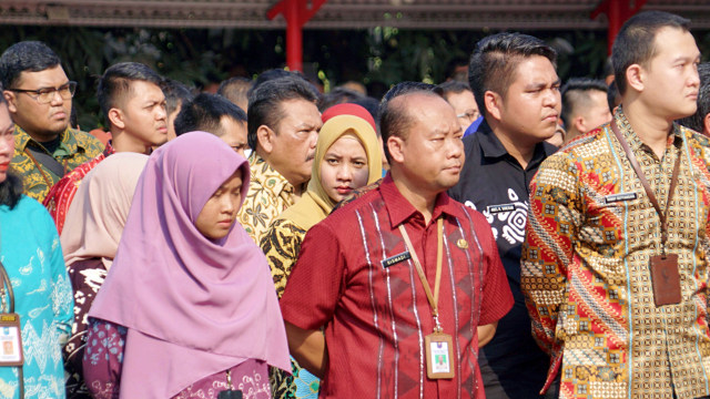 Sejumlah Asn saat mengikuti apel pagi pegawai di Kemendagri, Jakarta, Kamis (24/10/2019). Foto: Helmi Afandi Aabdullah/kumparan