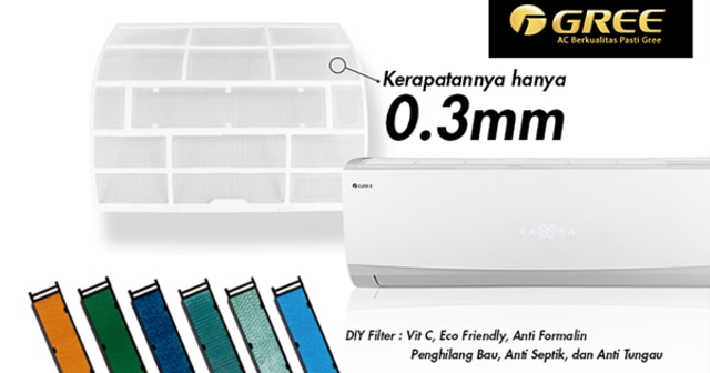 Filter AC Gree miliki kerapatan tinggi untuk menyaring udara.