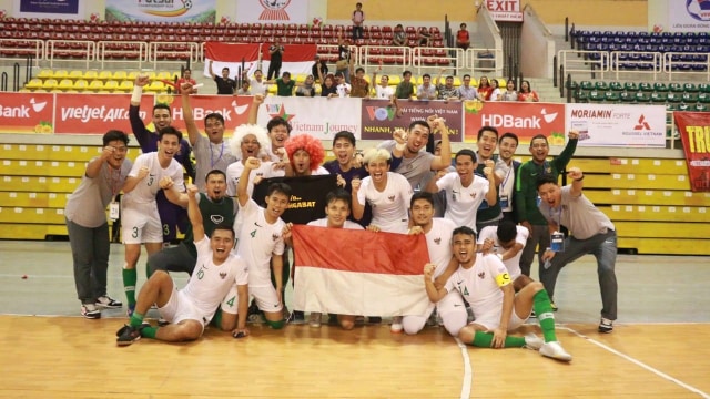 Timnas Futsal Indonesia melaju ke final setelah menaklukkan Myanmar 4-3, Jumat (25/10/2019). Foto: Dok Federasi Futsal Indonesia
