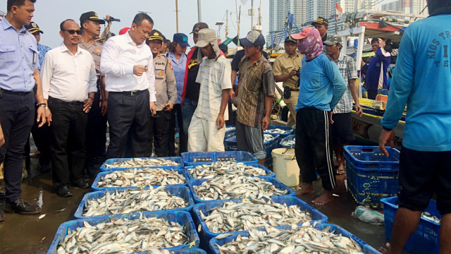 Menteri KKP Edhy Prabowo di Pelabuhan Muara Angke, Senin (28/10/2019). Foto: Moh Fajri/kumparan